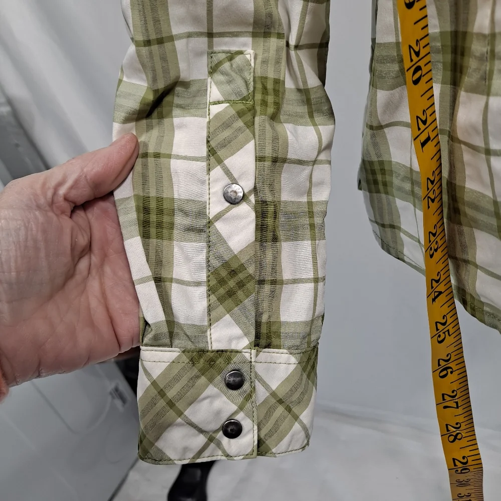 REI Green Plaid Snap Button Closure Long Sleeve Travel Shirt - Picture 5 of 9